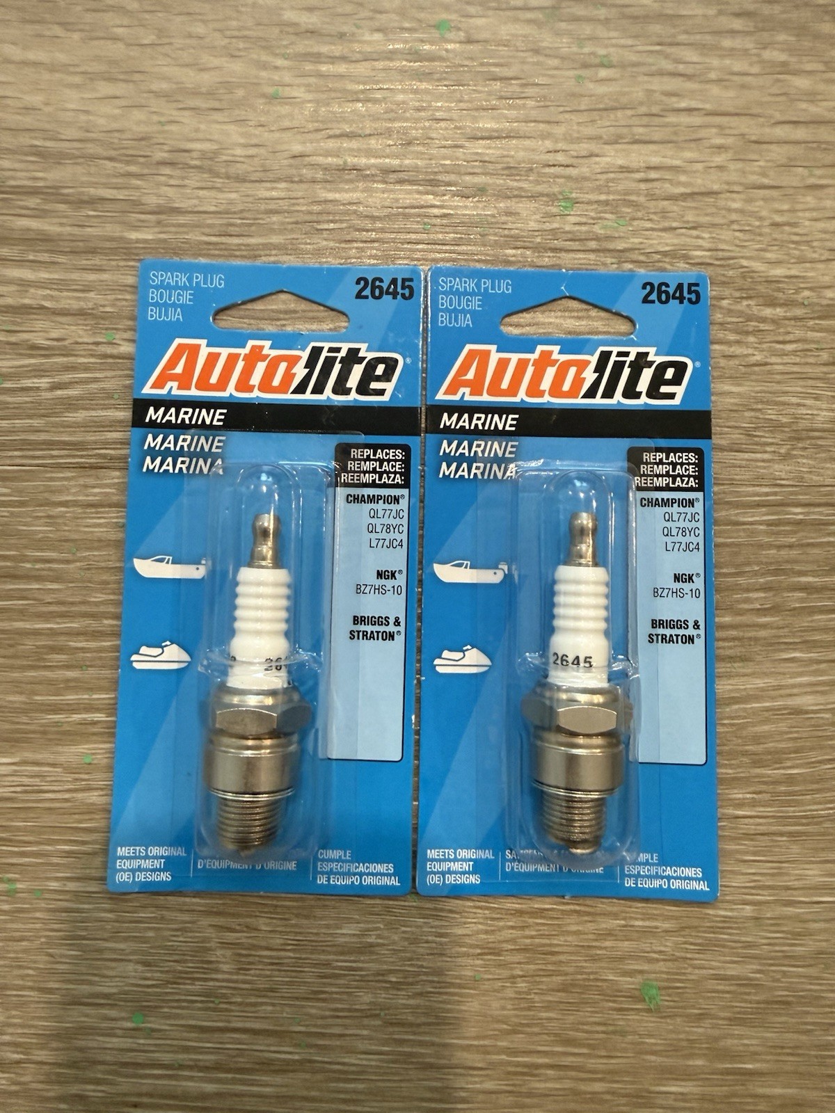 LOT OF TWO Autolite 2645 Marine Spark Plugs for multiple marine applications