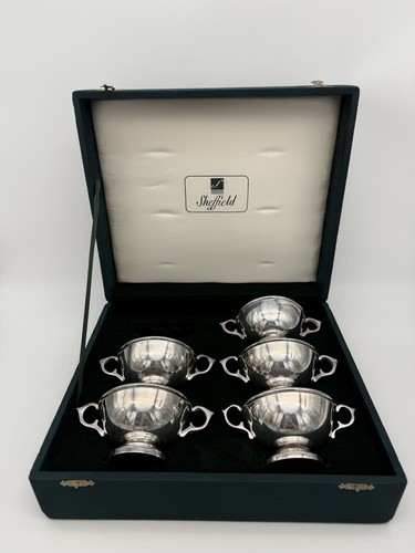 5 SHEFFIELD SILVER PLATED BOWLS Desserts Soups Bowls England Boxed - Picture 18 of 22