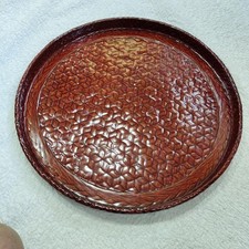 Bamboo Lacquer Tray Rantai Round Tray 33cm Japanese Craft