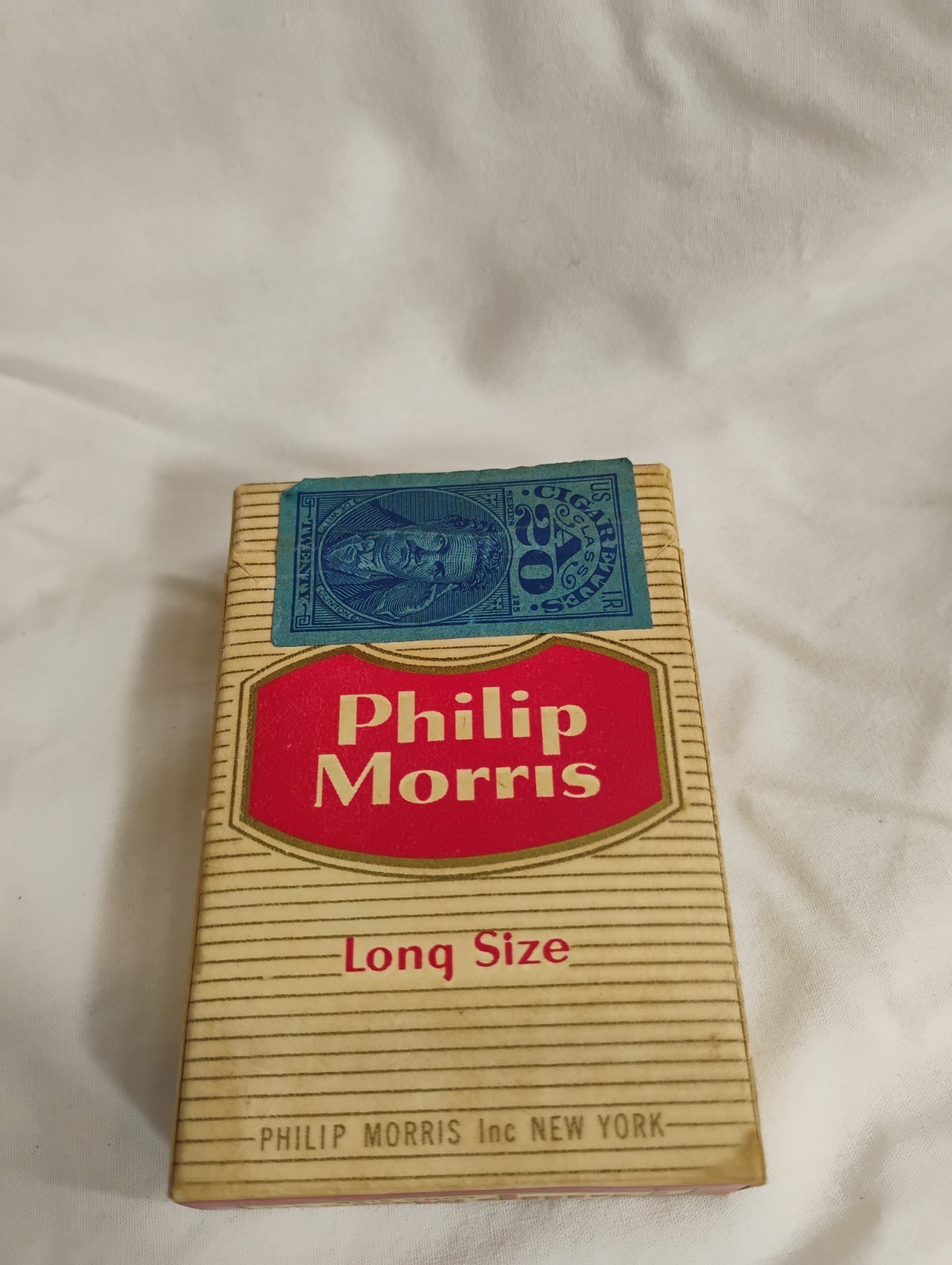 Vintage Philip Morris Cigarettes Pack Empty Long Size with STAMP No Warning