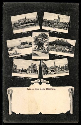 Postcard Banz/Maintal, Castle Banz, old lime tree, marketplace with City Hall 
