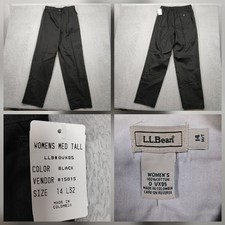 L.L.Bean Pants Womens 14 Tall Black Elastic Waist Cotton New
