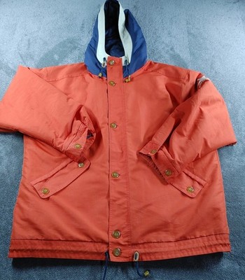 Vintage Helly Hansen Jacke Herren Medium Orange Navy KMG G294 Oversized Segelmantel