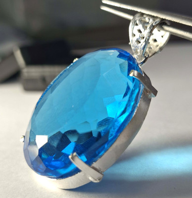 112-114 Ct Pendant Real Blue Topaz Shape Oval Certified Loose Gemstone TQ1993