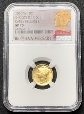 2016 W 1/10 oz Gold Mercury Dime NGC SP 70
