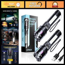 High Lumens Rechargeable LED Flashlights 20000, 2 Pack, USB C, Long Lasting 12H,