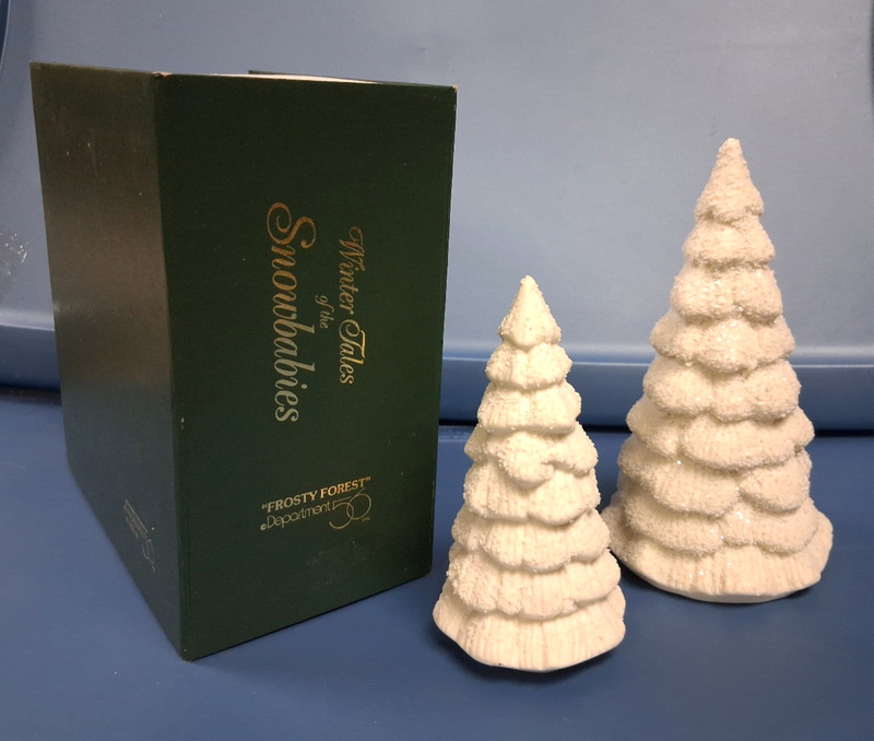 Vintage Dept. 56 Snowbabies: "Frosty Forest" pine trees ~ set of 2 7863-4