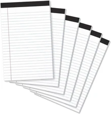 6pcs Legal Pads 5x8 College Ruled, 30 Perforated, Double-sided Sheets, Perfect f