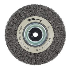 Forney 72895 Wire Bench Wheel Brush Industrial Pro Crimped 1/2-Inch Through