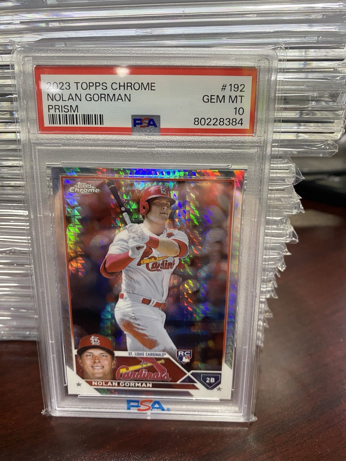 2023 Topps Chrome - Nolan Gorman #192 Prism Refractor (RC) PSA 10