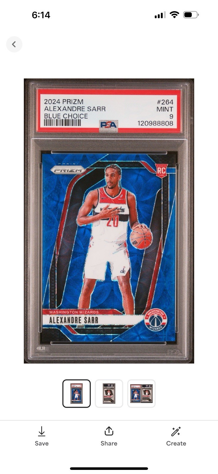 2024-25 Panini Prizm - Alexandre Sarr #264 Choice Blue Prizm /49 (RC)