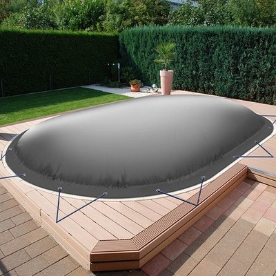 Aufblasbare Poolabdeckung Ovalpool 630 x 360 cm I Oval 6,3 x 3,6 m anthrazit