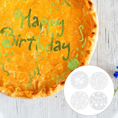 8Pcs Reusable Cake and Coffee Stencils with Hollow Pattern Designs White