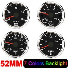 4 Gauge Set 52mm Fuel Water Temp Volt Oil Pressure For Car Truck Boat
