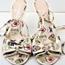 Authentic Valentines Coco Hearts Chanel Heels Size 5 1/2