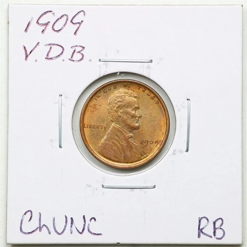 1909 VDB 1C Lincoln Wheat Cent in RB Choice UNC Condition #6086