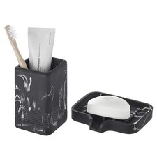 Toothbrush Holder and Soap Dish Set, Resin Toothbrush Cup Bathroom Cup Tumble...