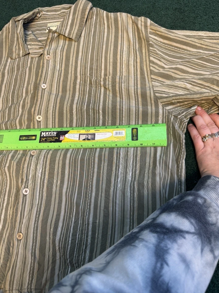 Camisa Joseph & Feiss 100% Seda 2X Beige Gris Rayas Abotonada Campamento Foto 4 de 4