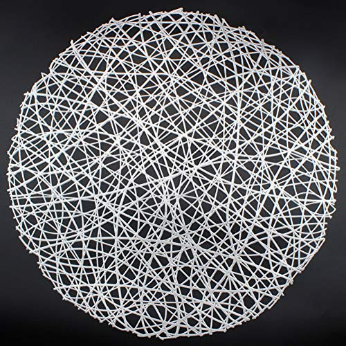 Silver Round Placemats for Dinner Table Set of 6 Metallic Hollow Out Line - Picture 1 of 7