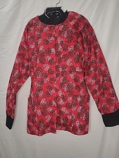 New Womens Long Sleeve Scrub Jacket Red