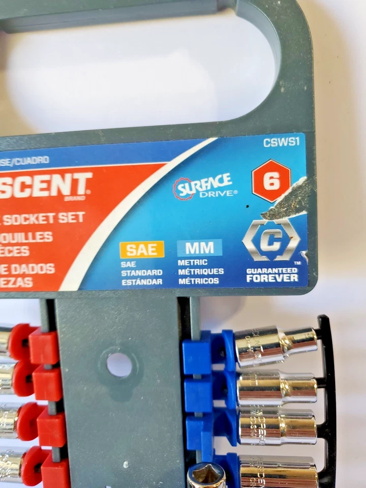 Crescent 1/4in Drive SAE/METRIC Socket Set NO RATCHET 18 Sockets 3" Extension - Image 3 of 4