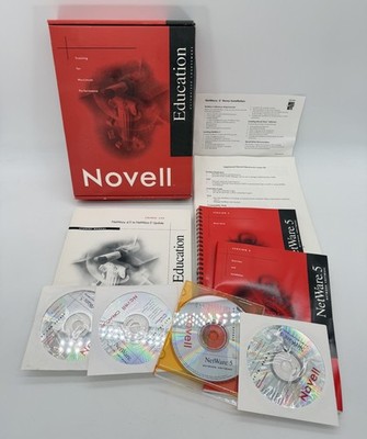 NOVELL NETWARE 5 Educational Student Set W/ BOOKS, CDs, Paperwork & Box