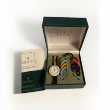 Vintage Authentic Gucci Change Bezel 11/12.2 Women's Watch Gold