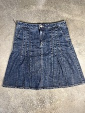 Eddie Bauer Womens Denim Skirt Size 10 Dark Wash A Line Panel Jean Skirt