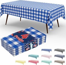 4 Packs Buffalo Disposable Table Cloth, 54 x 108 Inch Waterproof Plastic