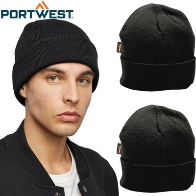 3x Portwest Insulatex Knit Windproof Rib Cap Beanie Hat Mens Womens Black Bulk