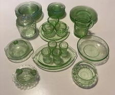 Circa 1930 Green Depression Glass Children's Toy Tea Set - Mixed Miniatures Lot