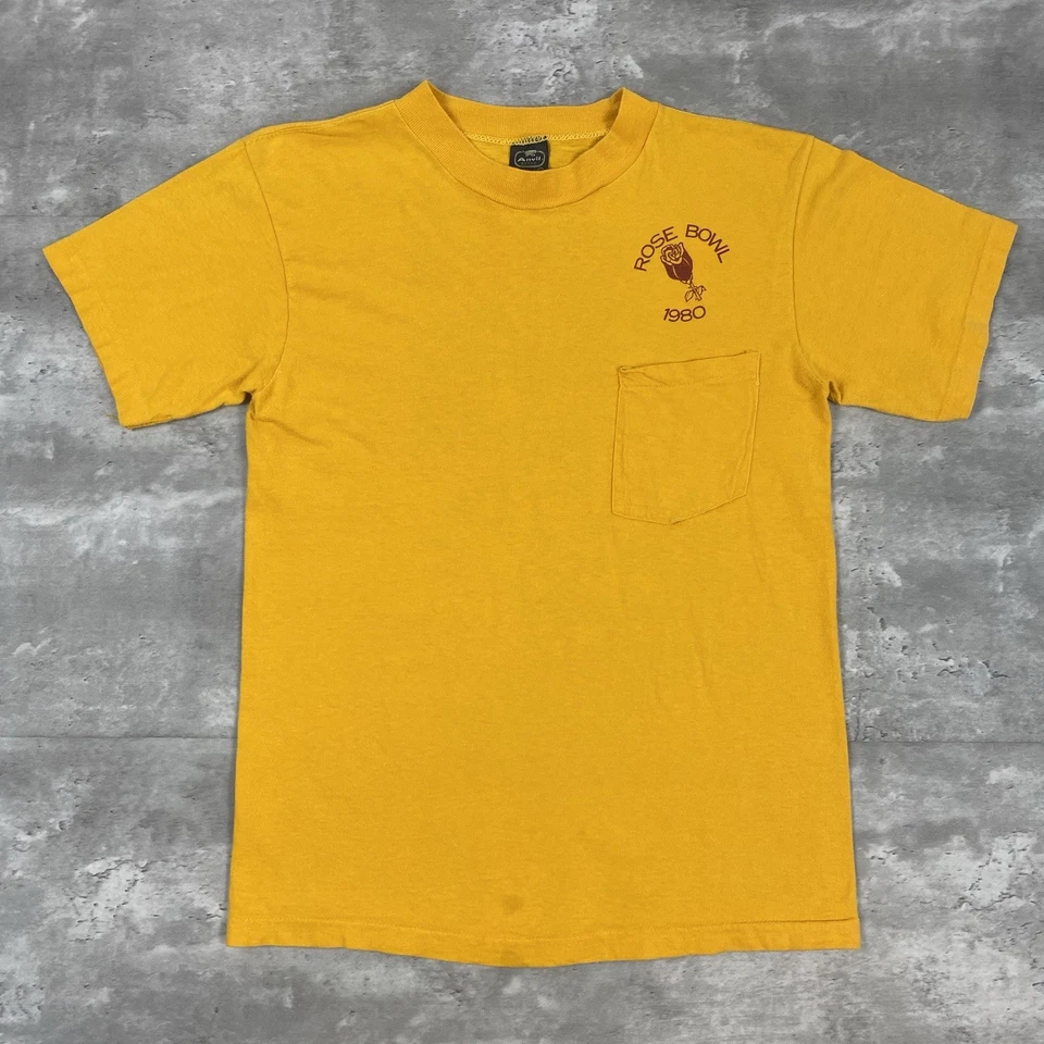 Camiseta de bolsillo vintage Rose Bowl 1980 USC OHIO STATE yunque 79 ribete fútbol Foto 4 de 4