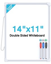Small Dry Erase Board, 14x11 Double Sided Hanging Whiteboard for Wall, Mini W...