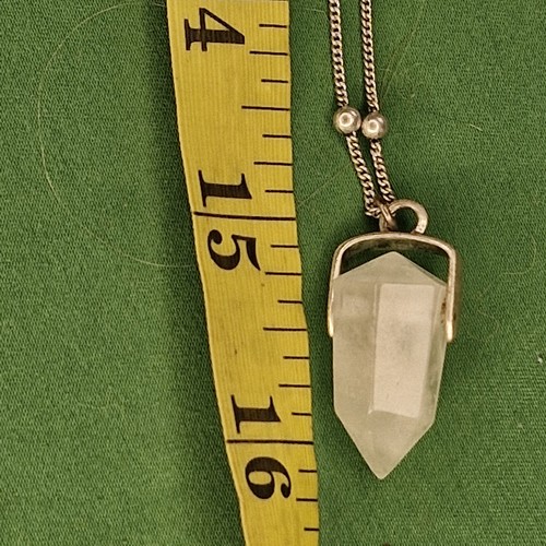 Silber Kristallklar Quarz Anhänger Halskette gemarkt TD geprüft 925 Ballen & Kette - Bild 8 von 11