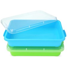 Sensory Bin Sand Tray with Lid for Toddlers 2 Pcs 15in Portable Sandbox Toy L...