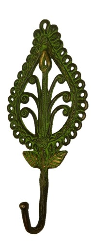 Leaf Shape Handmade Vintage Style Brass Towel Key Cloth Wall Hanger Hook BA2250 - Picture 3 of 6