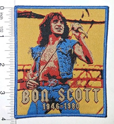 Bon Scott Acdc Blue Border Woven Patch