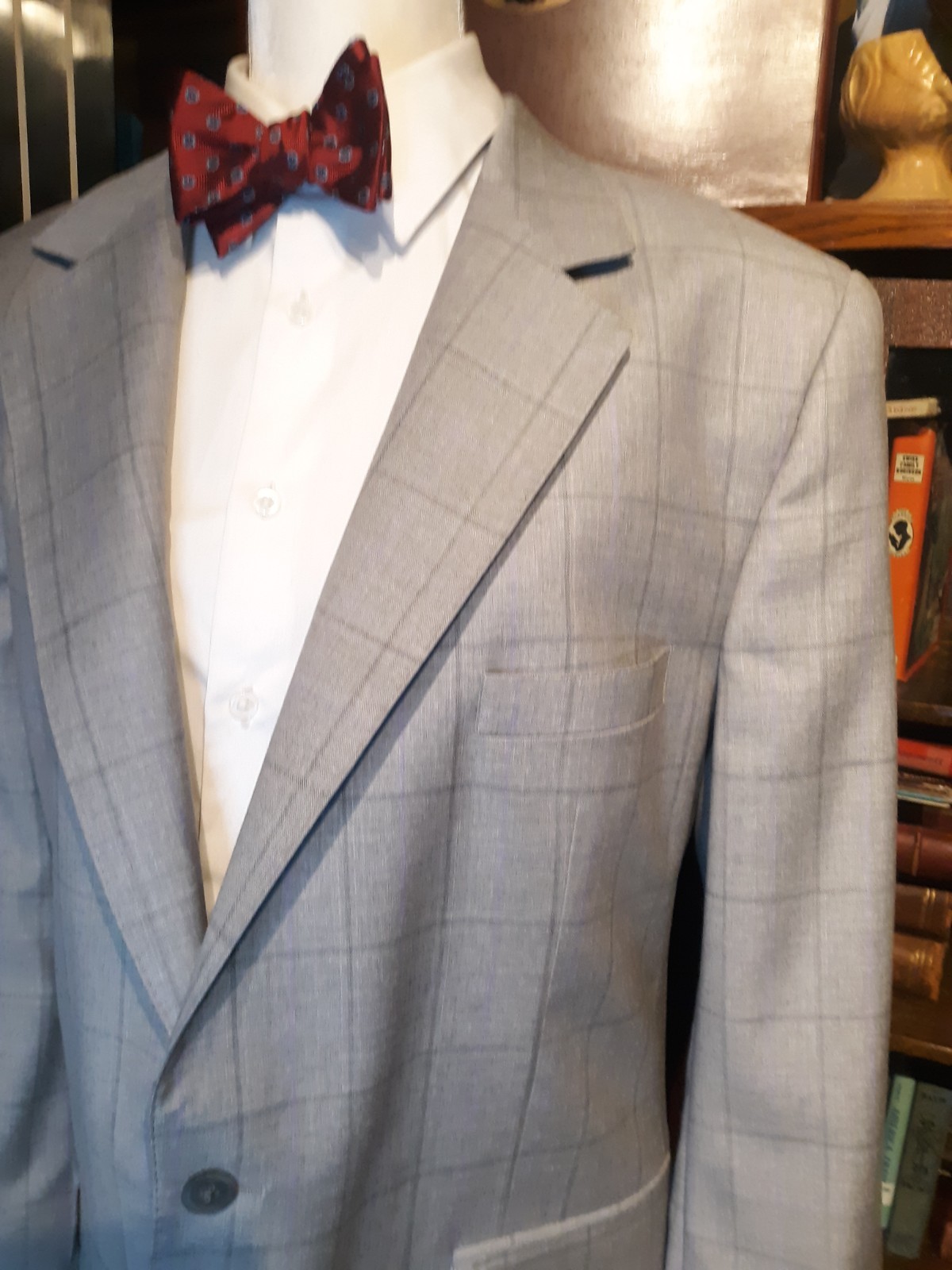 Bespoke Custom Tailored Light Gray Windowpane  Wo… - image 6