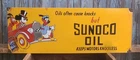 Large Vintage Sunoco Oil Porcelain Metal Sign Mickey Mouse, Donald Duck, Pluto