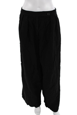 Massimo Dutti Women Harem Dress Pants Black Lyocell Bohemian Button Size 8