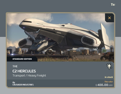 Star Citizen - Ship Upgrades - to - C2 Hercules - Limited CCU