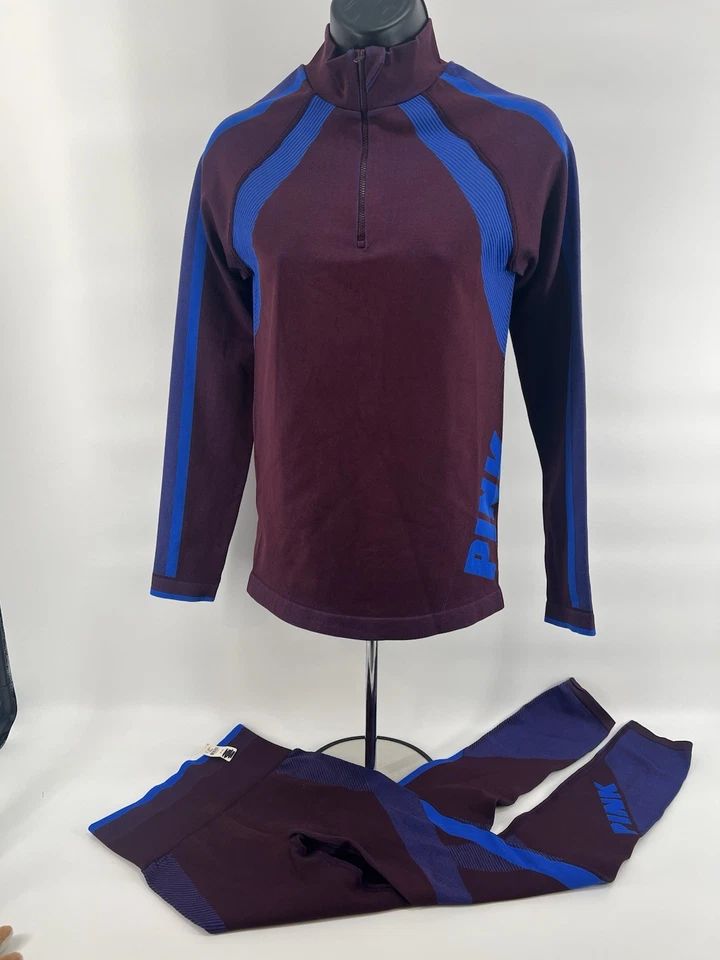 Victoria's Secret розовый 1/4 молнии пуловер куртка маленький/леггинсы XS 2-шт классный удобный - Изображение 2 из 4