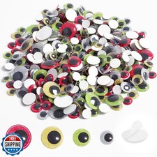 400PCS Glitter Googly Eyes 4 Sizes Googly Eyes Self Adhesive for Crafts Multi