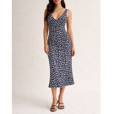 Reformation Beauden Midi Dress Womens Sz Large Rico Blue Floral Print Feminine