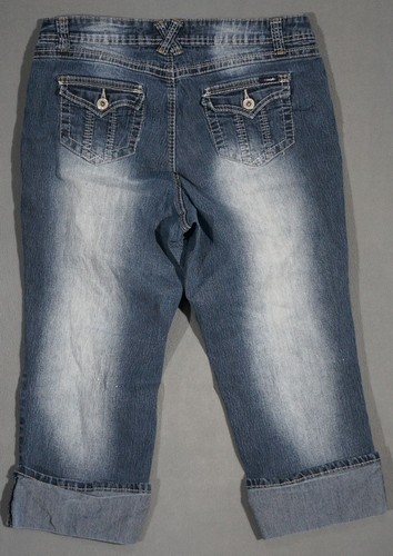 WD13456 VERY COOL ***ANGELS*** CUFFED CAPRI, CROPPED FIT WOMENS BLUE JEANS sz16 - Picture 3 of 6
