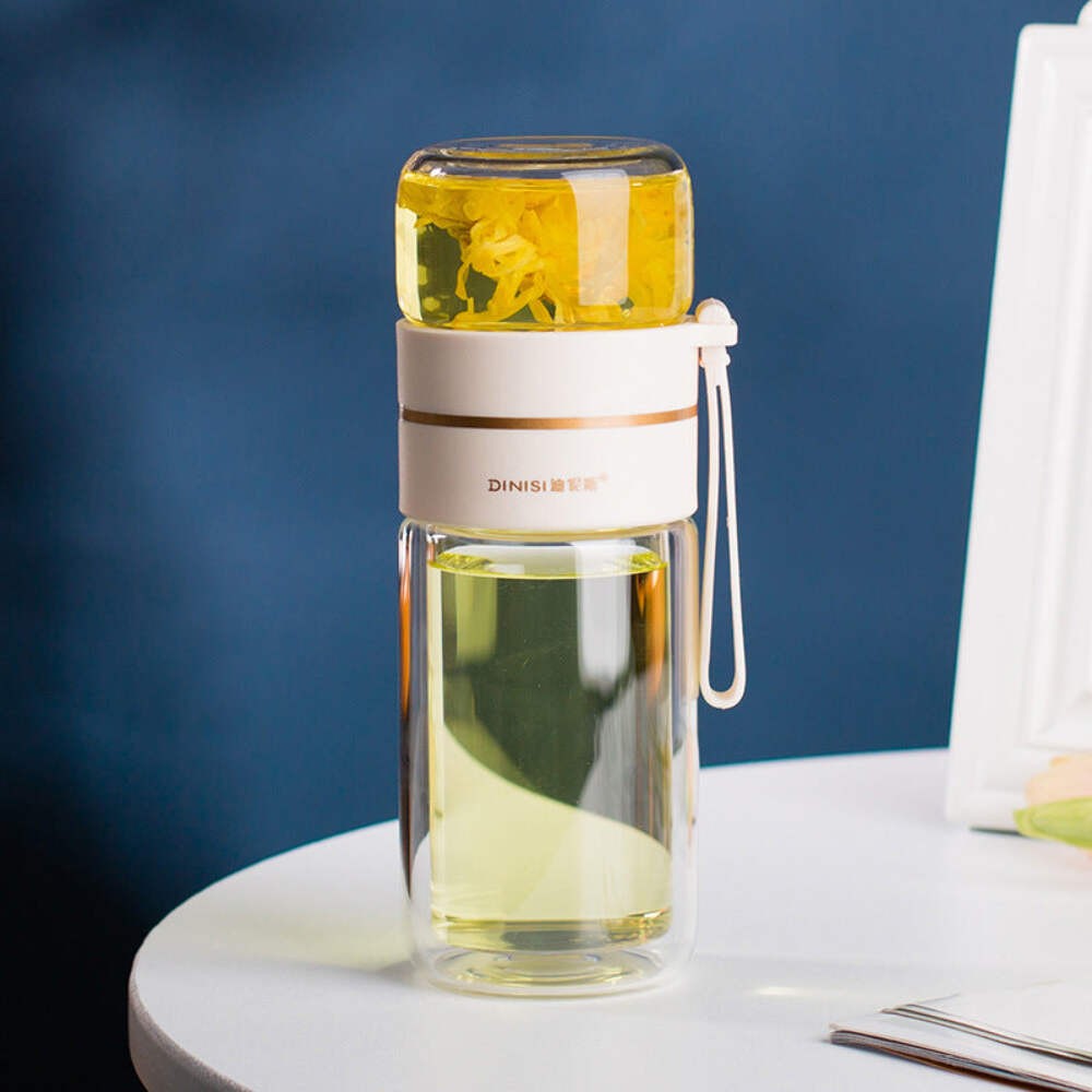 With Tea Infuser Filter Tea Separation Double Wall Glass Bot