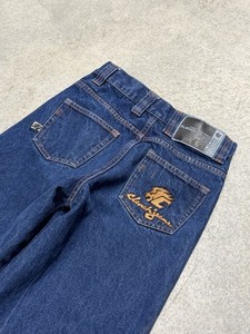 Vintage Y2K Clench Baggy Skater Jeans Youth Size 10 Blue Denim Embroidered