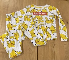 Pok mon Kids Pj Set Yellow Size 10 Snug Fit Unisex Top And Bottoms