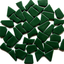 Dark Green Odd Cut Shaped Glass Mosaic Tiles - 25 Tiles - Sizes 3/8 to 1 inch