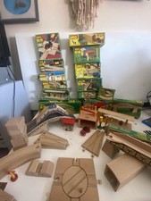 Vintage BRIO Wooden Railway Bundle Job Lot Trains Tracks Bridges Stations Boxed